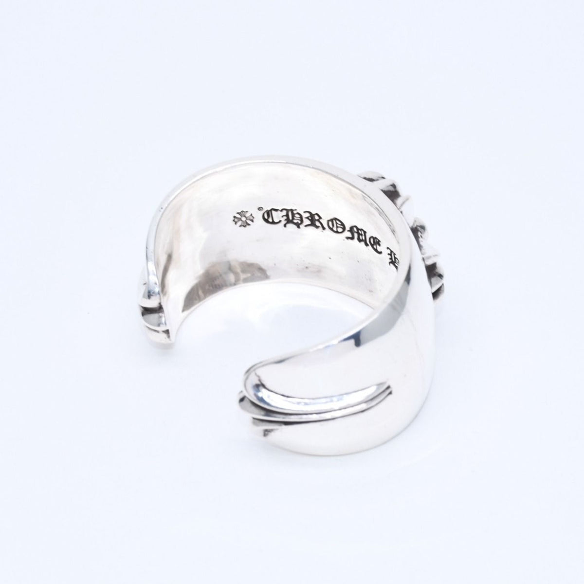 Chrome Hearts Bangle Wide Cuff CH Plus 925 Sterling Silver Bracelet — view 8