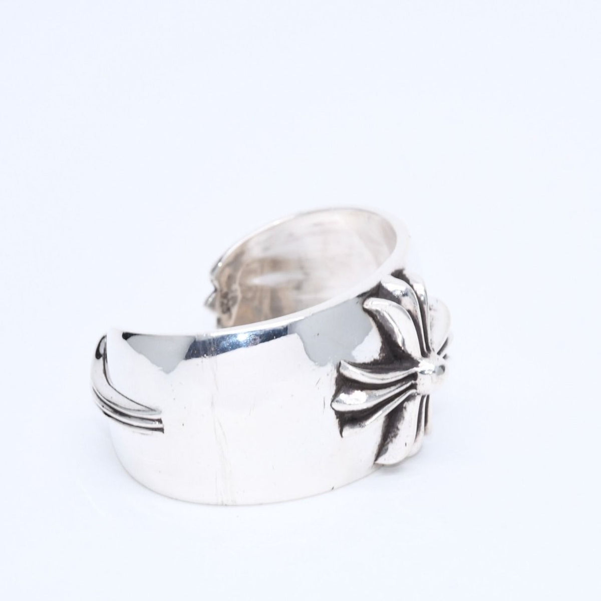 Chrome Hearts Bangle Wide Cuff CH Plus 925 Sterling Silver Bracelet — view 3