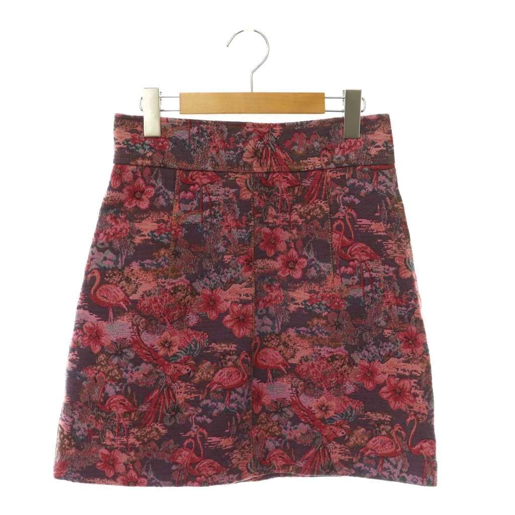 Miu Miu Flamingo Gobelin Weave Skirt Flare Knee-Length Purple 40