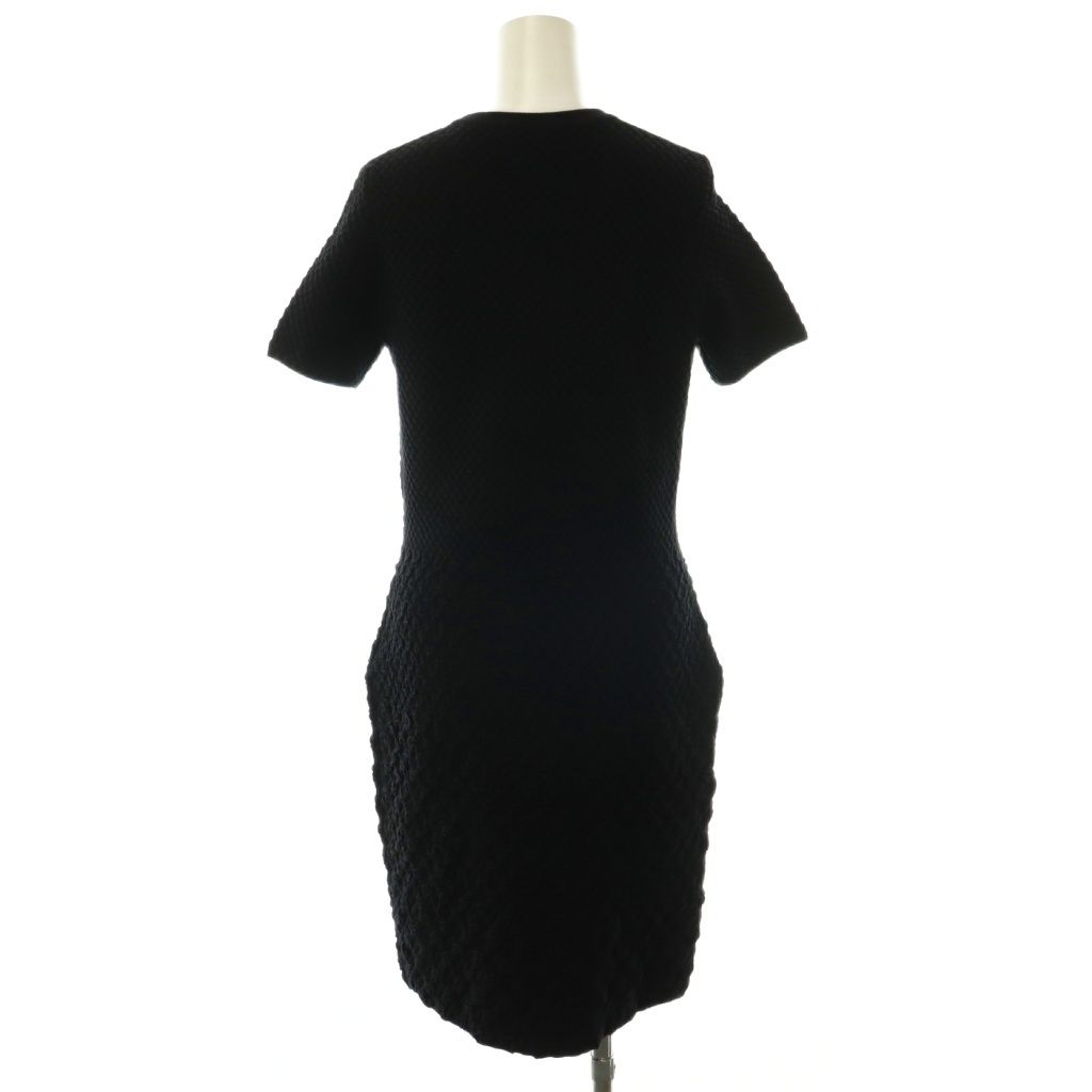 Prada Wool Ruffle Knit Dress Pullover Fitted Jacquard Black 44 — view 2