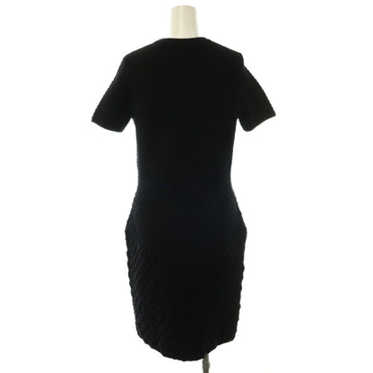 Prada Wool Ruffle Knit Dress Pullover Fitted Jacquard Black 44 — view 2