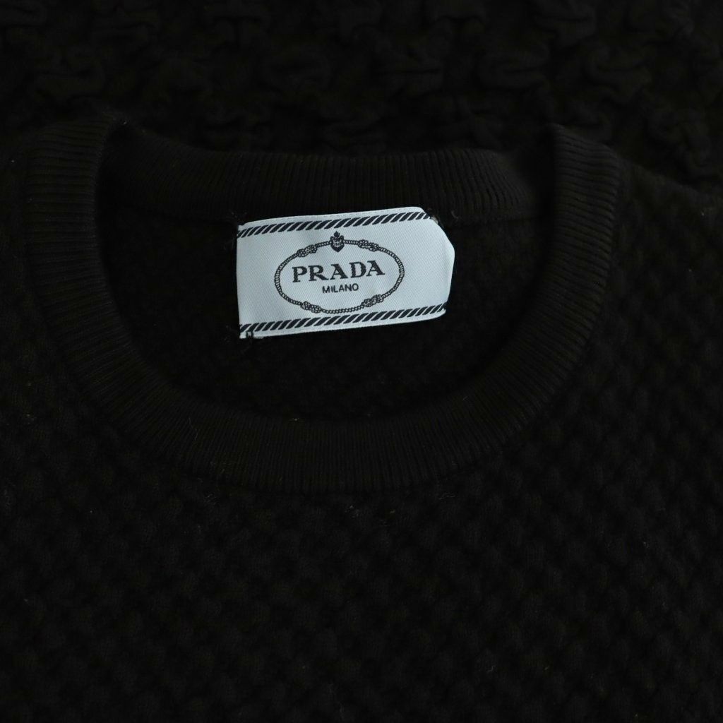 Prada Wool Ruffle Knit Dress Pullover Fitted Jacquard Black 44 — view 5
