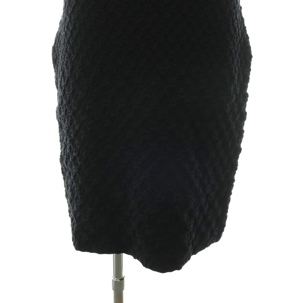 Prada Wool Ruffle Knit Dress Pullover Fitted Jacquard Black 44 — view 4