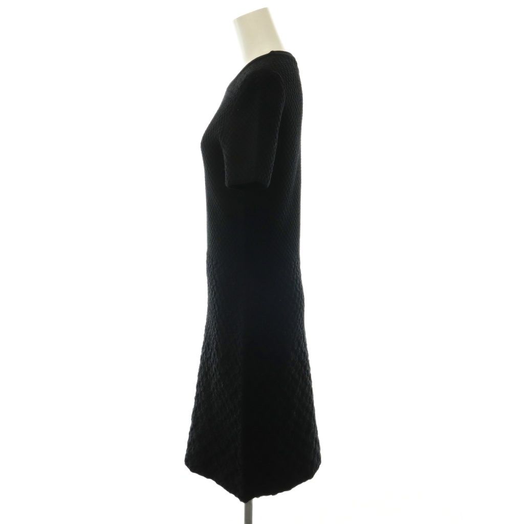 Prada Wool Ruffle Knit Dress Pullover Fitted Jacquard Black 44 — view 3