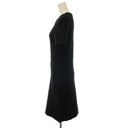 Prada Wool Ruffle Knit Dress Pullover Fitted Jacquard Black 44 — view 3
