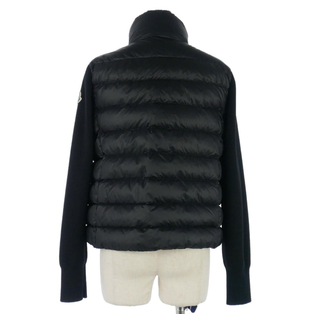 Moncler Knit Contrast Down Jacket Cardigan Long Sleeve Black — view 5