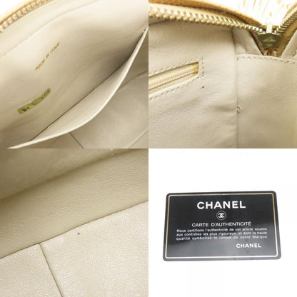 Chanel Shoulder Bag V-stitch Coco Caviar Leather Beige Gold Crossbody Chain — view 8