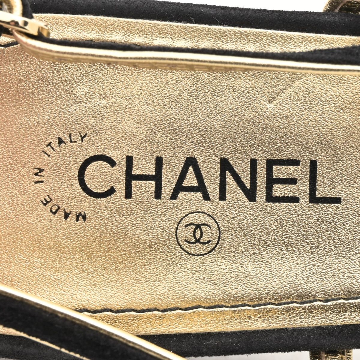 Chanel Sandals Black Gold Leather — view 5