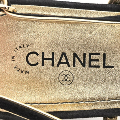 Chanel Sandals Black Gold Leather — view 5