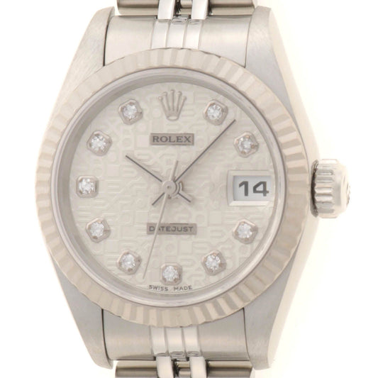 Rolex Datejust 26 Watch Stainless Steel 18k White Gold Diamond Silver Jubilee