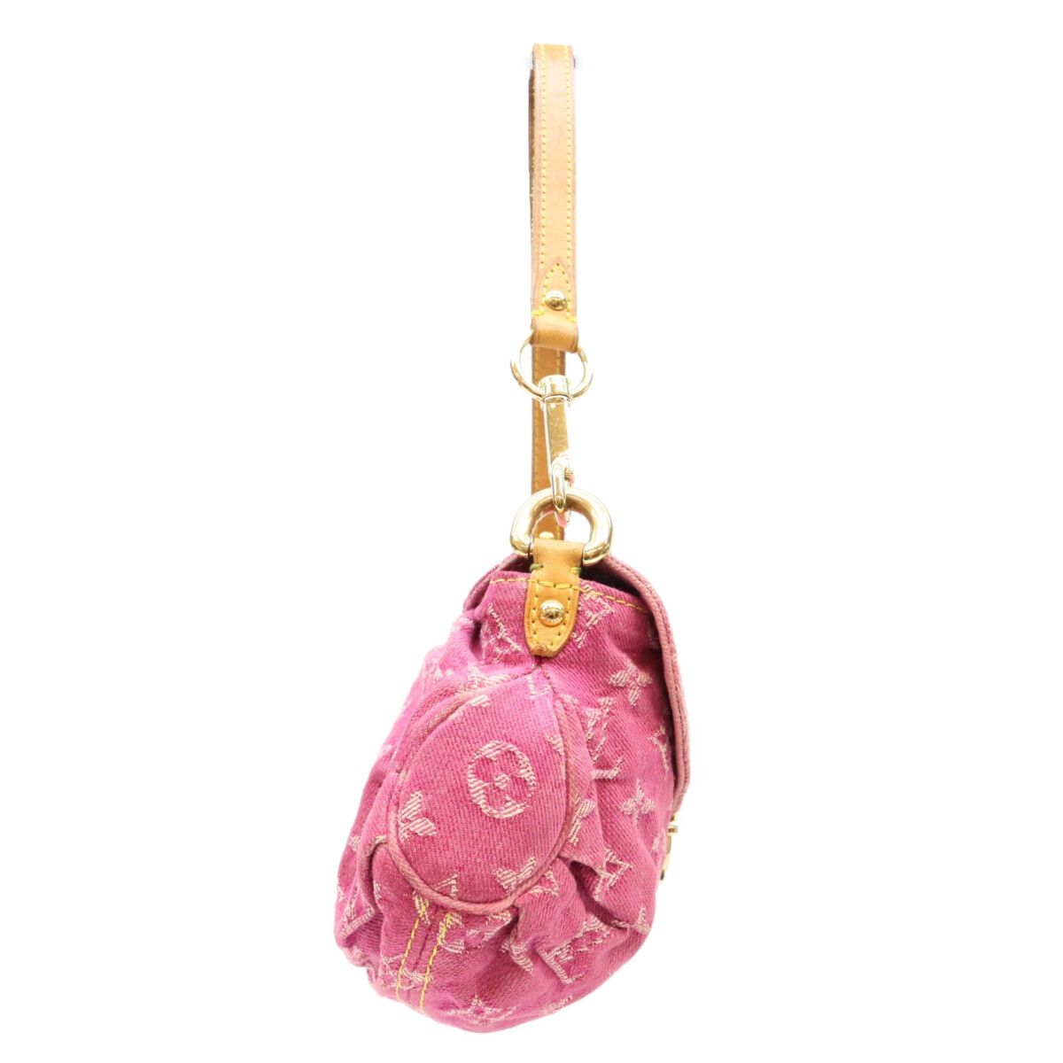 Louis Vuitton Monogram Denim Fuchsia Pink Mini Pleaty Shoulder Bag — view 4