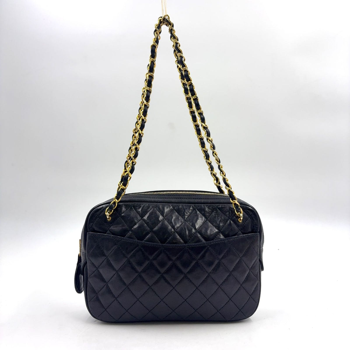 Chanel Quilted Lambskin Black Chain Shoulder Bag Gold