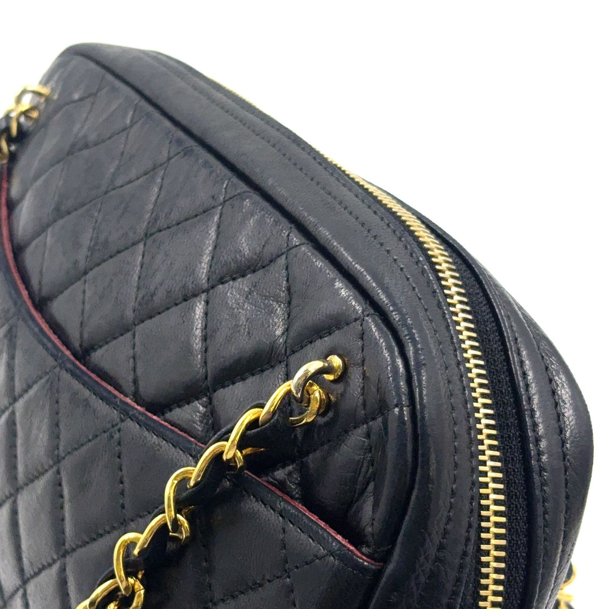 Chanel Quilted Lambskin Black Chain Shoulder Bag Gold — view 6