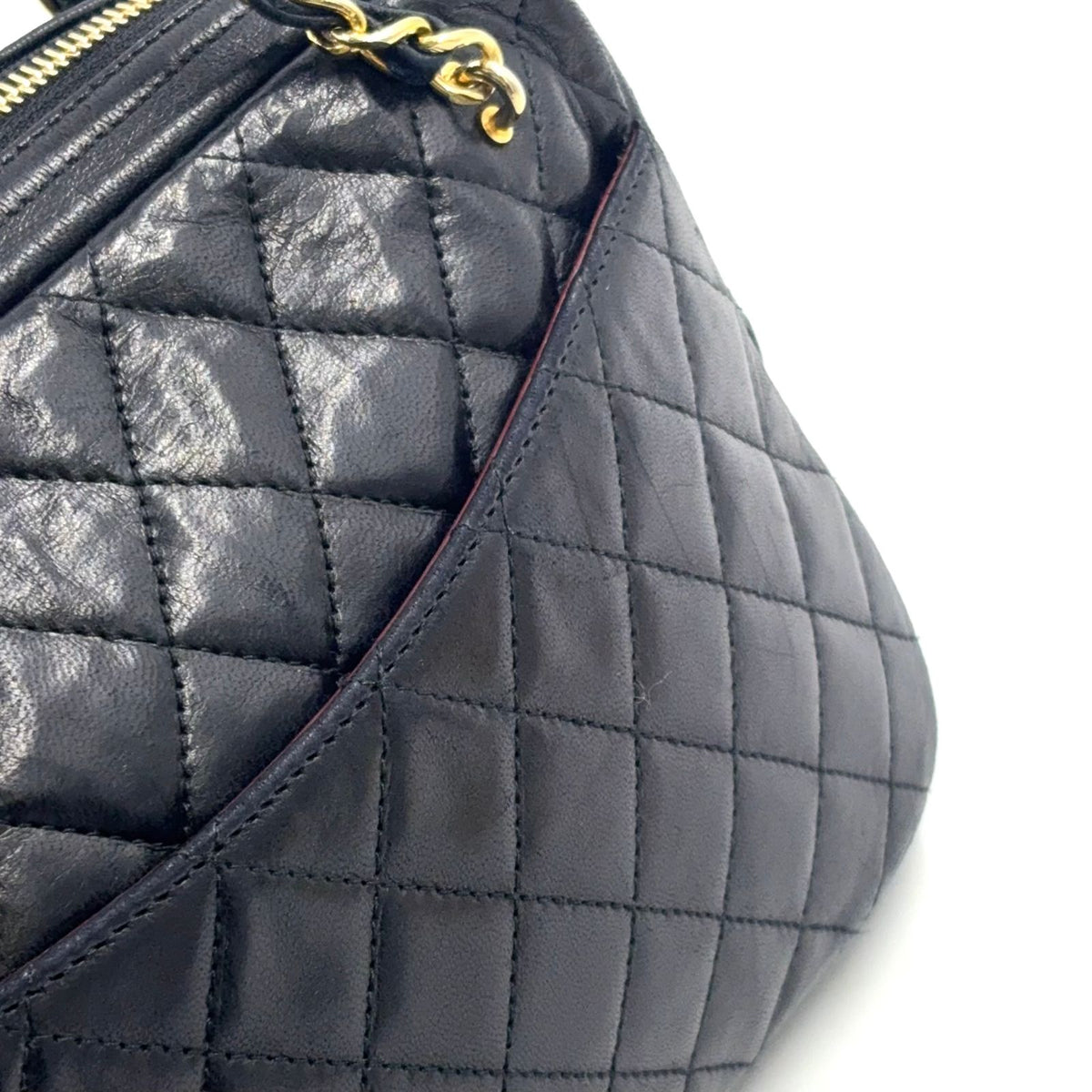 Chanel Quilted Lambskin Black Chain Shoulder Bag Gold — view 5