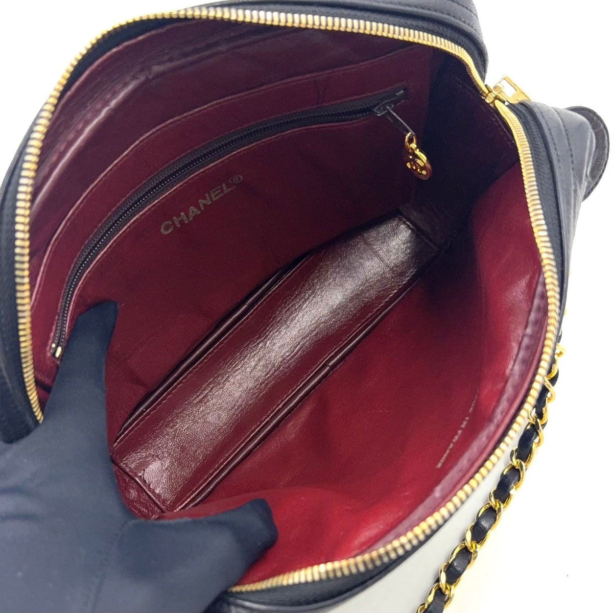 Chanel Quilted Lambskin Black Chain Shoulder Bag Gold — view 3