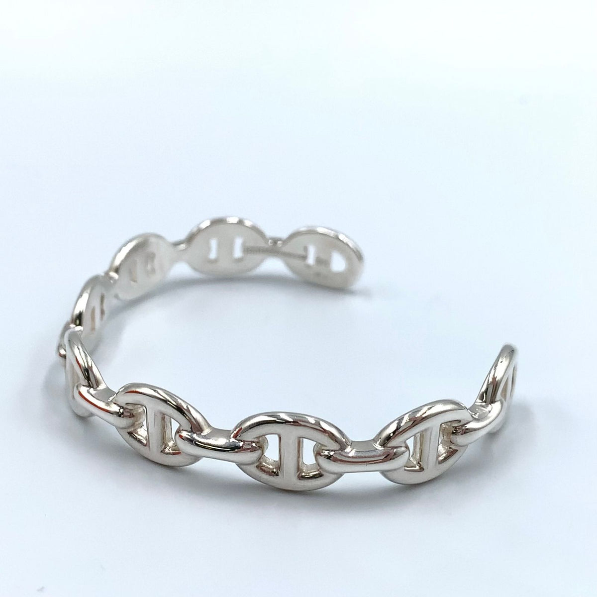 Hermes Chaine D'ancre Enchainee Silver Bangle Bracelet — view 2