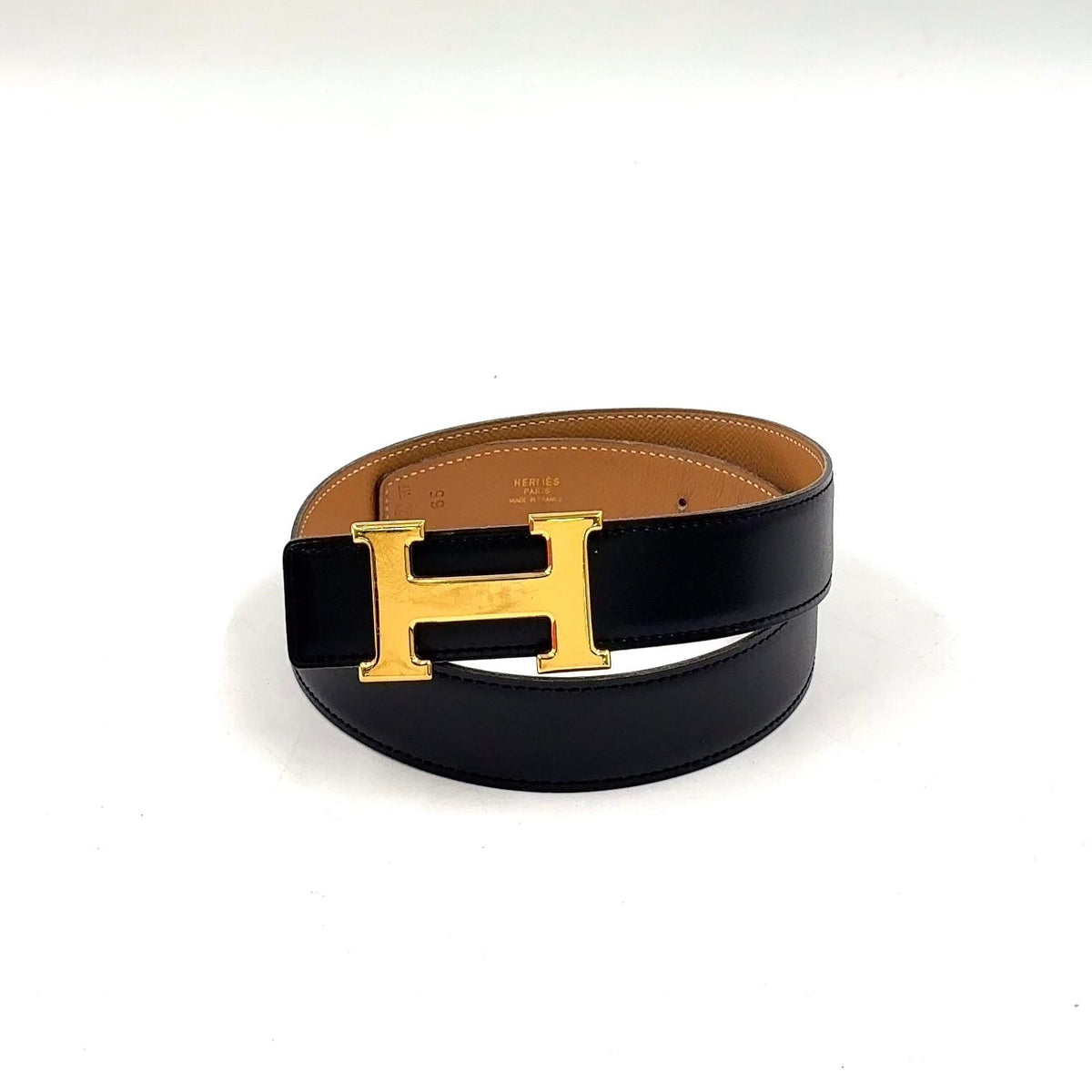 Hermes Constance H Belt Leather Black Gold