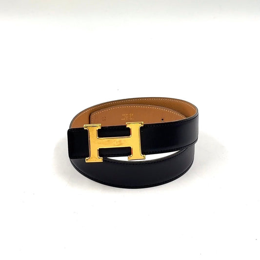 Hermes Constance H Belt Leather Black Gold