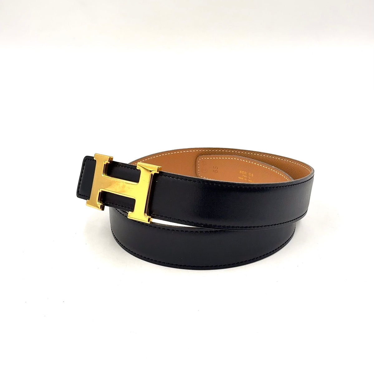 Hermes Constance H Belt Leather Black Gold — view 2