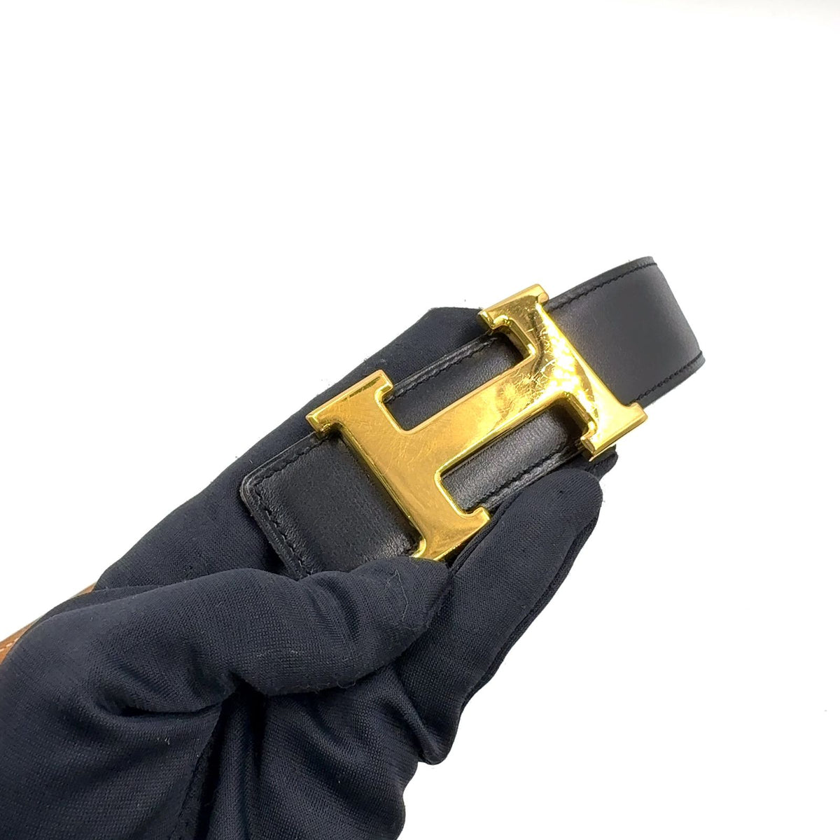 Hermes Constance H Belt Leather Black Gold — view 5