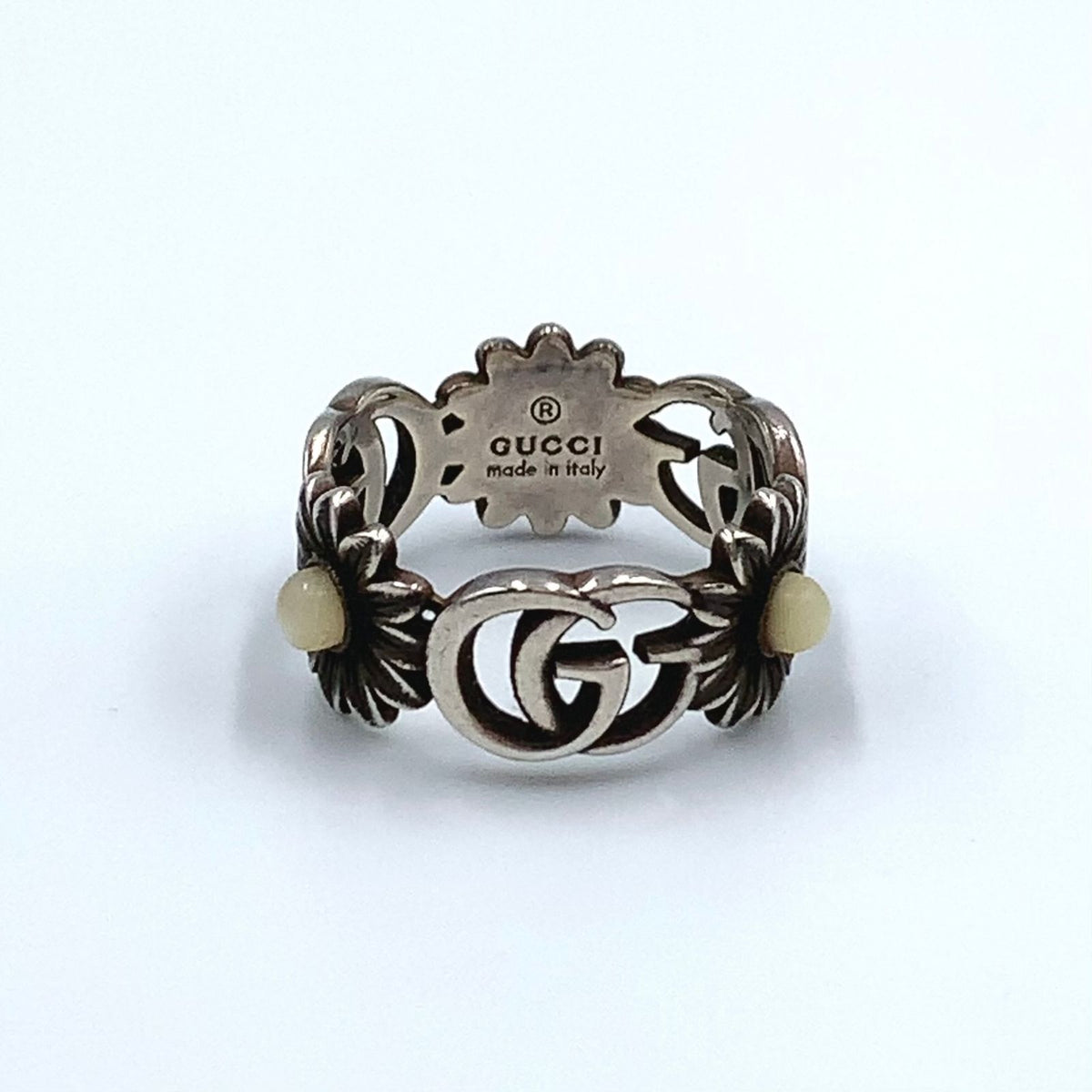 Gucci Double G Flower 925 Sterling Silver Ring