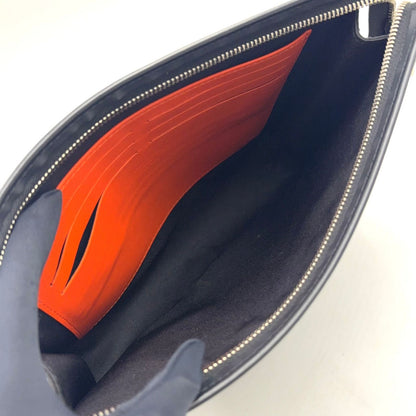 Louis Vuitton Pochette Voyage MM Damier Cobalt Leather Orange Navy Black Clutch — view 3