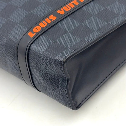 Louis Vuitton Pochette Voyage MM Damier Cobalt Leather Orange Navy Black Clutch — view 7