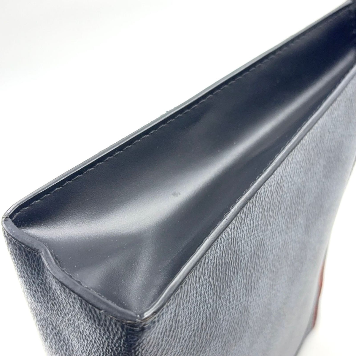 Louis Vuitton Pochette Voyage MM Damier Cobalt Leather Orange Navy Black Clutch — view 8