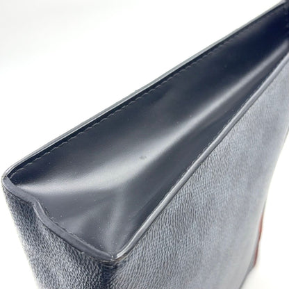 Louis Vuitton Pochette Voyage MM Damier Cobalt Leather Orange Navy Black Clutch — view 8