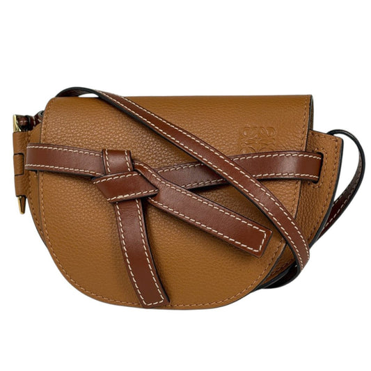 Loewe Gate Dual Shoulder Bag Mini Anagram Leather Brown