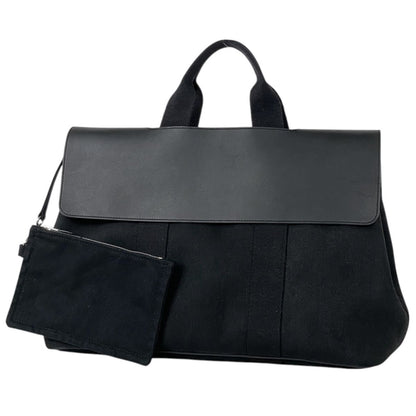 Hermes Valparaiso MM Handbag Toile Chevron Black