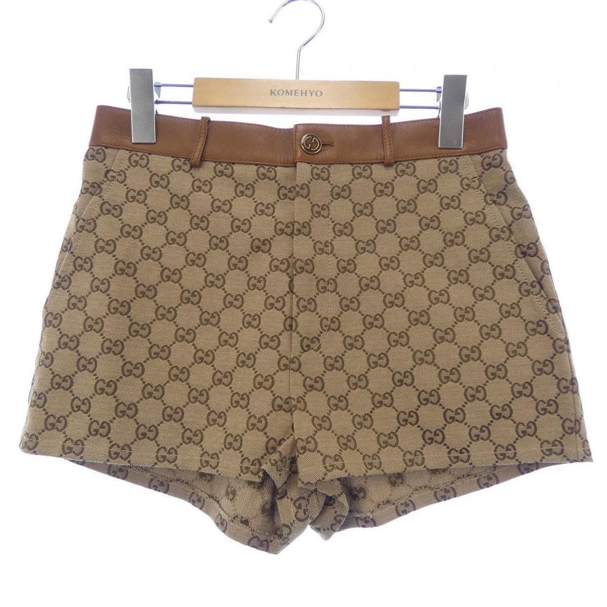 Gucci Leather Trim GG Canvas Shorts