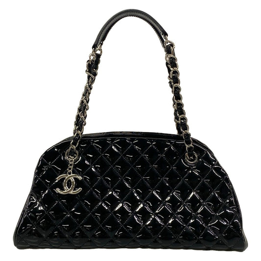 Chanel Shoulder Bag Mademoiselle Quilted Black Chain Silver Leather