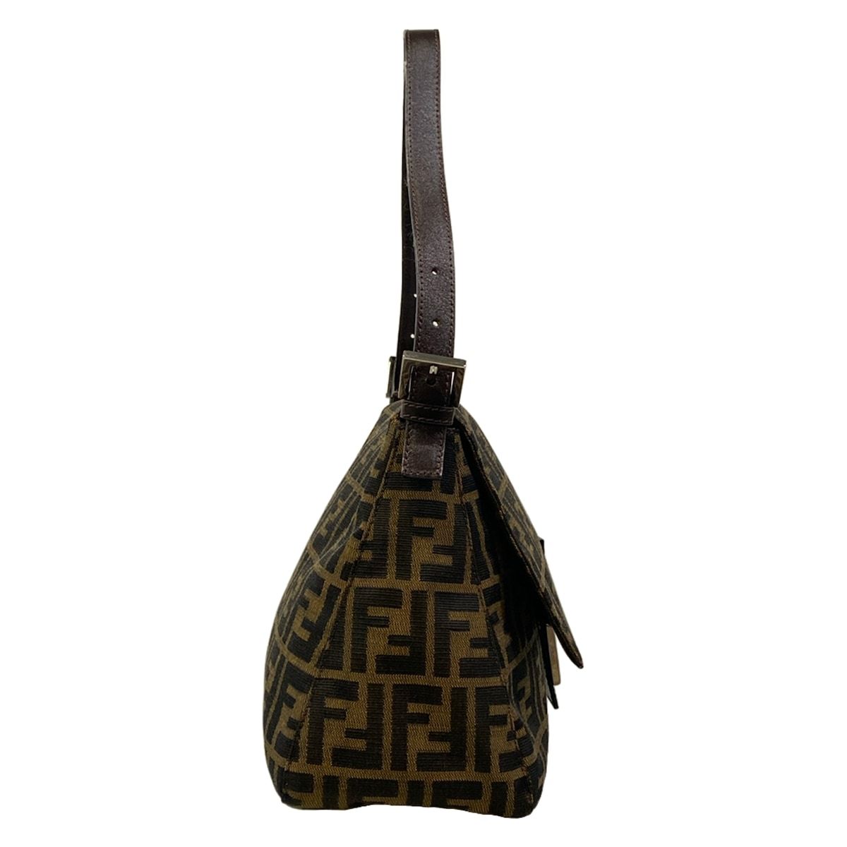 Fendi Shoulder Bag Mamma Bucket Zucca Pattern Brown Dark Leather — view 2