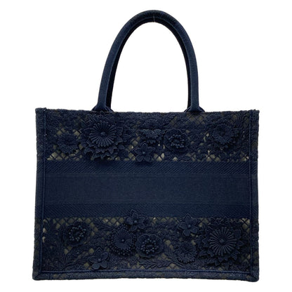 Dior Tote Book Medium Vintage Small Navy Lace Flower Mesh — view 3