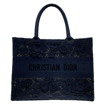 Dior Tote Book Medium Vintage Small Navy Lace Flower Mesh