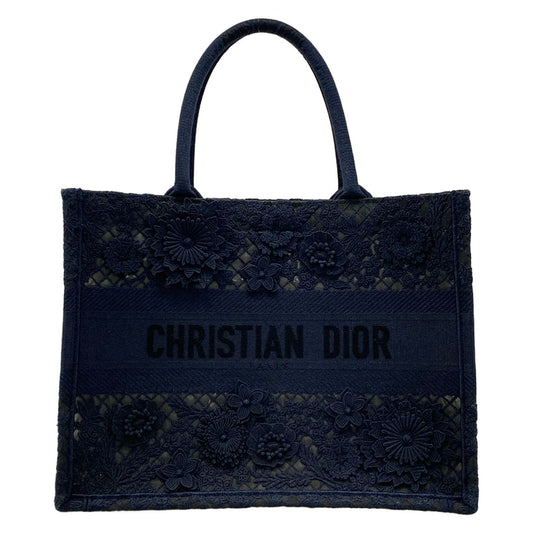 Dior Tote Book Medium Vintage Small Navy Lace Flower Mesh