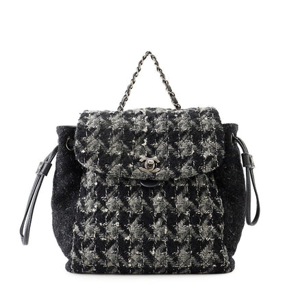 Chanel Backpack CC Logo Chain Tweed Black