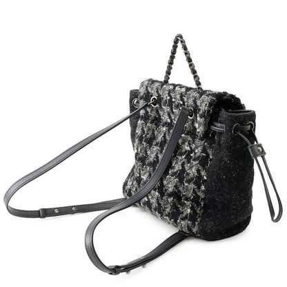 Chanel Backpack CC Logo Chain Tweed Black — view 2