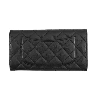 Chanel Wallet Classic Long Flap Quilted CC Logo Caviar Leather Black — view 3