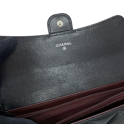 Chanel Wallet Classic Long Flap Quilted CC Logo Caviar Leather Black — view 8