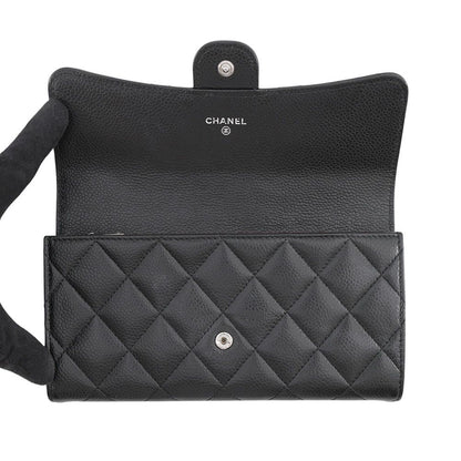 Chanel Wallet Classic Long Flap Quilted CC Logo Caviar Leather Black — view 4