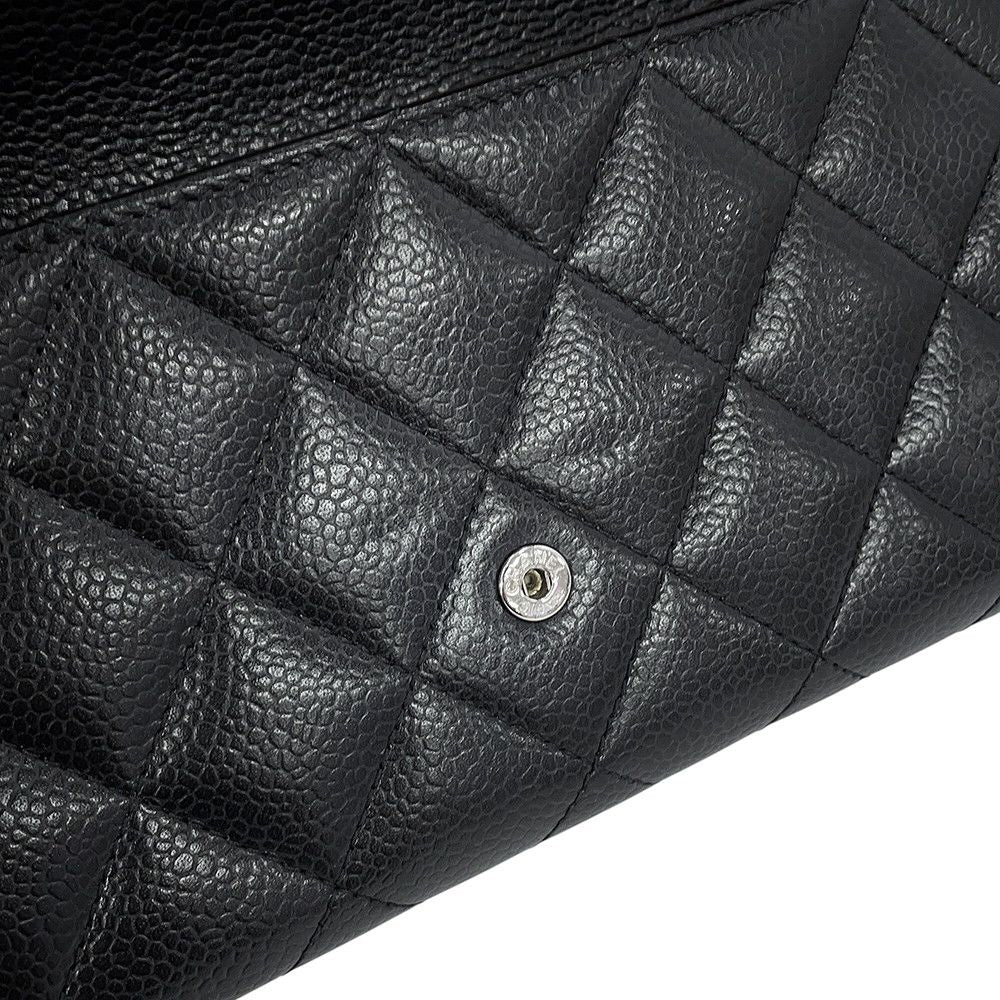 Chanel Wallet Classic Long Flap Quilted CC Logo Caviar Leather Black — view 6