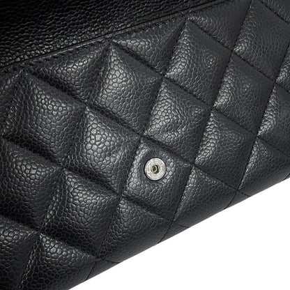 Chanel Wallet Classic Long Flap Quilted CC Logo Caviar Leather Black — view 6
