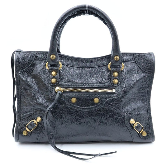 Balenciaga Le City Small 2-Way Shoulder Bag Black Leather Gold