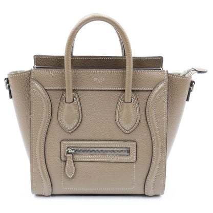Celine Luggage Nano Suri Shoulder Bag 2-Way Calfskin Leather Greige