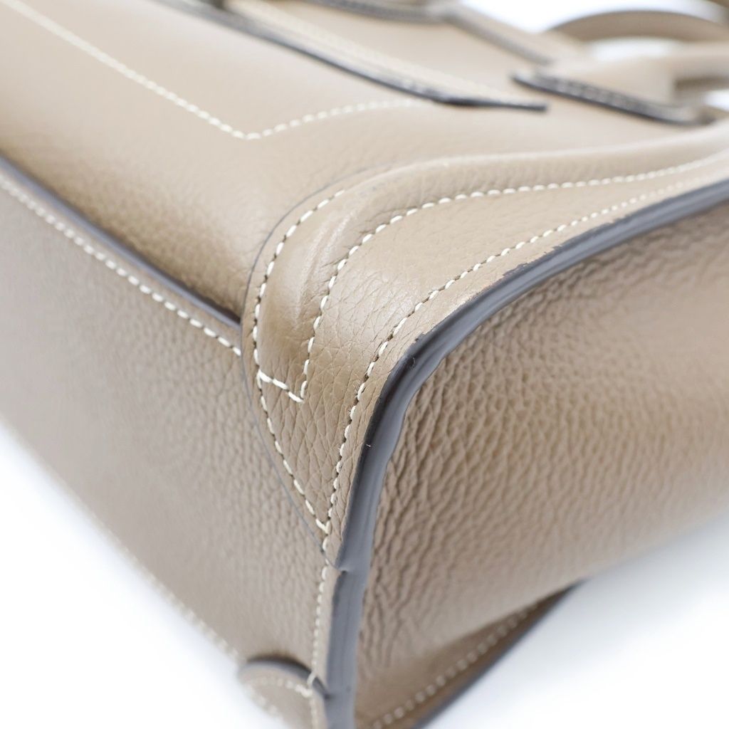 Celine Luggage Nano Suri Shoulder Bag 2-Way Calfskin Leather Greige — view 5