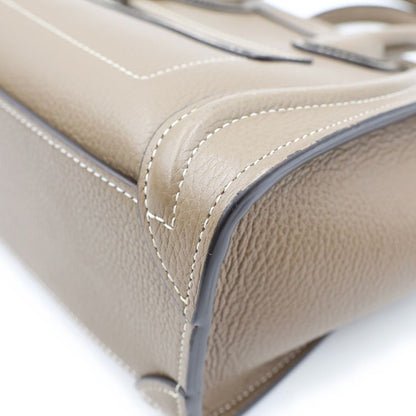 Celine Luggage Nano Suri Shoulder Bag 2-Way Calfskin Leather Greige — view 5