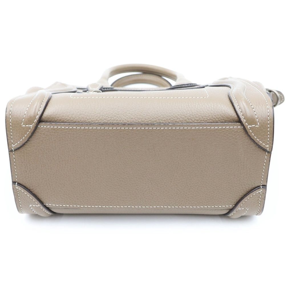Celine Luggage Nano Suri Shoulder Bag 2-Way Calfskin Leather Greige — view 4