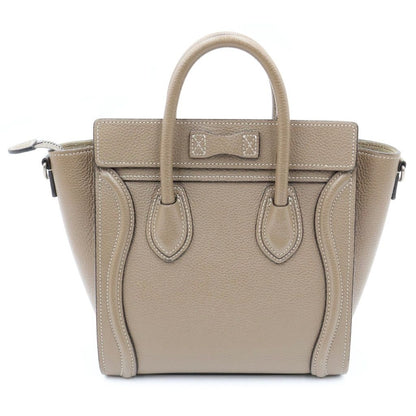 Celine Luggage Nano Suri Shoulder Bag 2-Way Calfskin Leather Greige — view 2
